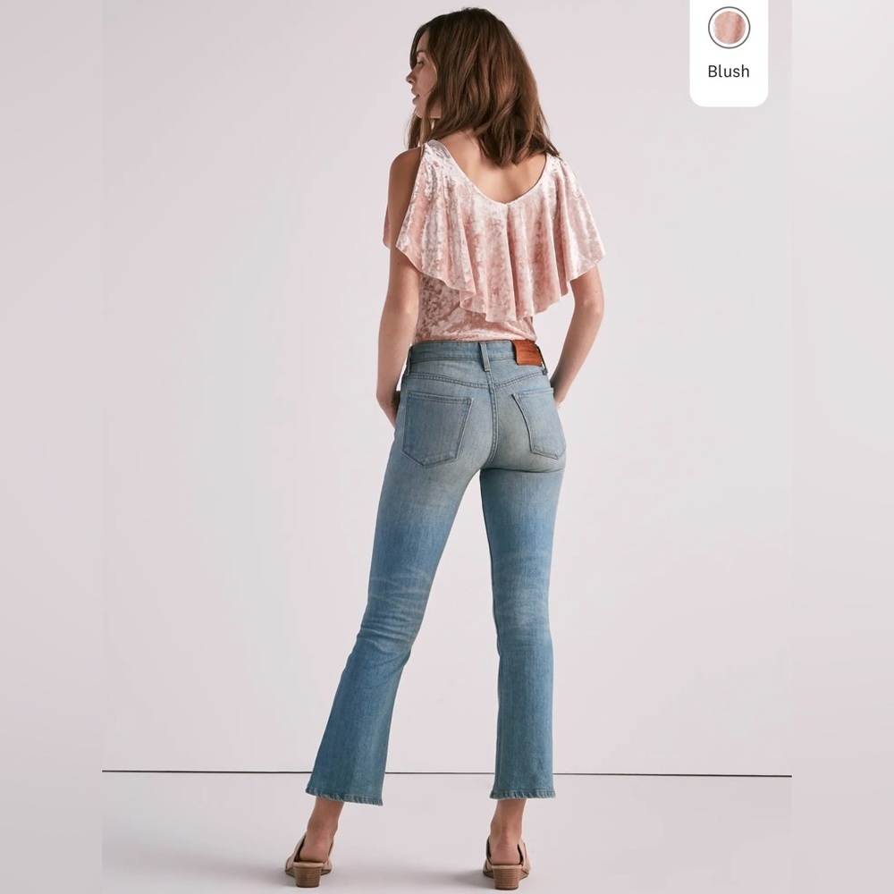 Lucky Brand Velvet Ruffle Bodysuit in Pink - Picture 3 of 9